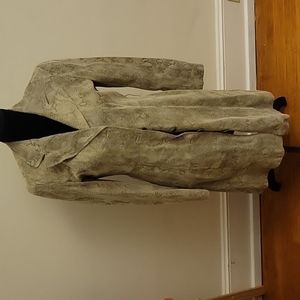 Size 4  women's snake skin print leather trench with waist tie